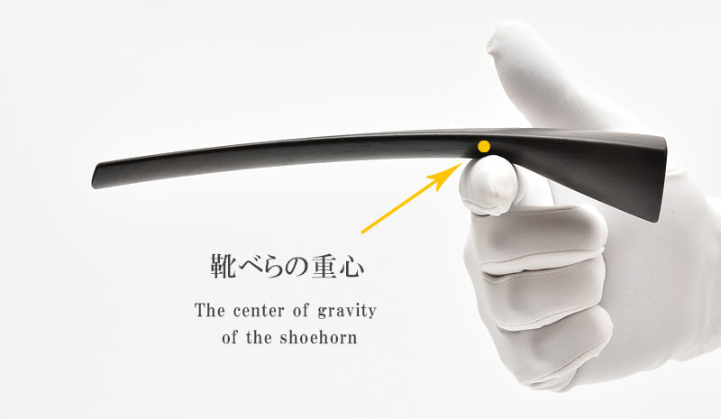 靴べらモアイ神の水平方向の重心を示した画像